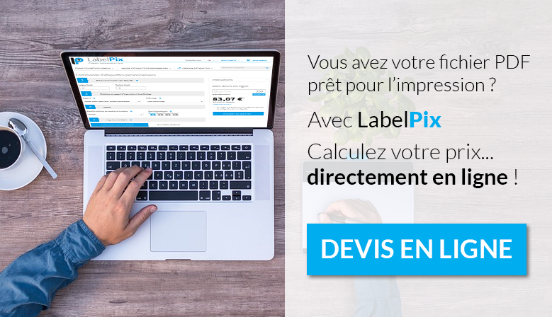 Obtenez un devis gratuit en ligne en choisissant toutes les options d'impression et de découpe de vos étiquettes autocollantes personnalisées.